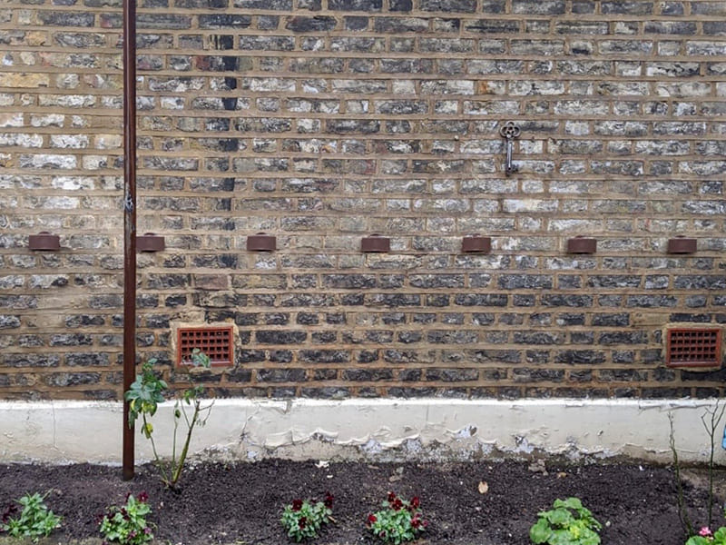 DryBricks mounted in the outside wall